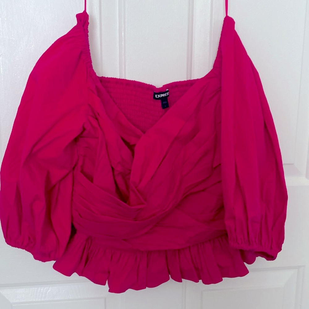 EXPRESS PEPLUM TOP SIZE LARGE HOT PINK